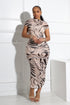 Araceli Mesh Zebra Printed Ruched Midi Dress